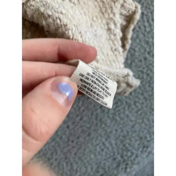 Free People Sweater Small Oversized Turtleneck Pullover Chunky Cream Beach Boho - Picture 12 of 16